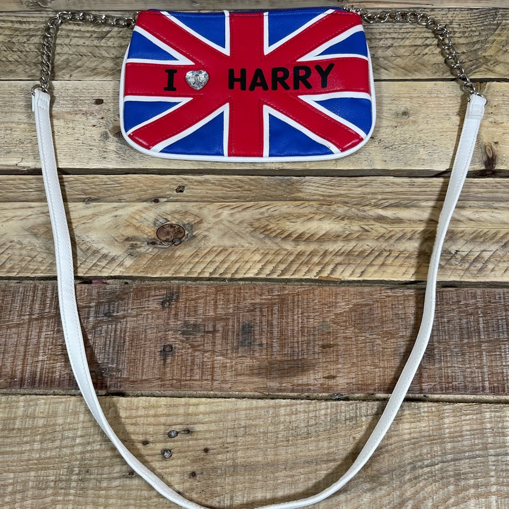 I Love Harry Purse 6x9 British Flag Deb & Dave Chain Shoulder Crossbody Handbag